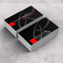 Black and Red Creative Consultant Elegant Monogram Business Card