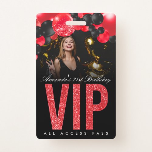 Black and Red Customizable VIP All Access Badge