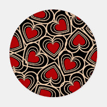 Black and Red Cute Simple Heart Pattern