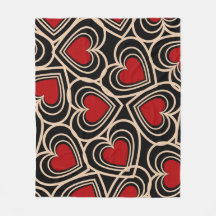 Black and Red Cute Simple Heart Pattern