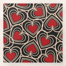 Black and Red Cute Simple Heart Pattern
