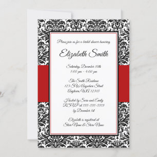Black and Red Damask Bridal Shower Invitations