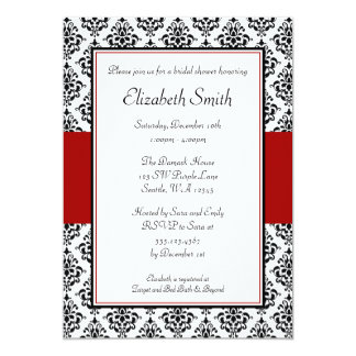 Black and Red Damask Bridal Shower Invitations