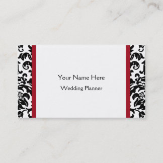 Black and Red Damask business cards
