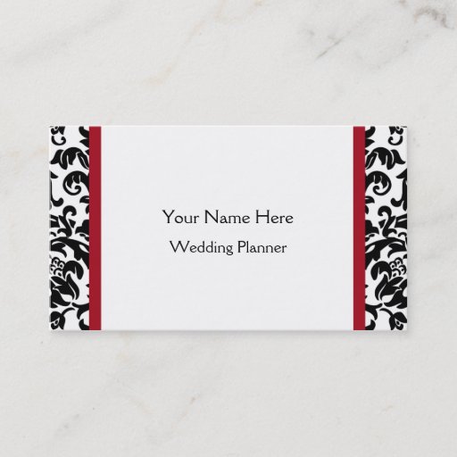 Customizable Black and Red Damask business cards