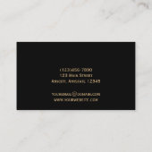 Black and Red Damask Gold Scroll Business Card (Back)