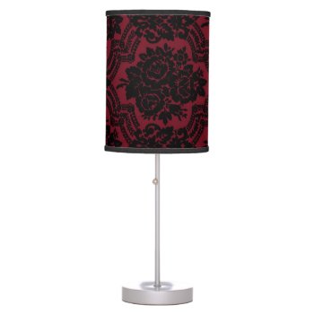 Black And Red Damask Pattern Table Lamp by KPattersonDesign at Zazzle