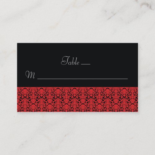 Black and Red Damask Place Cards Business Cards