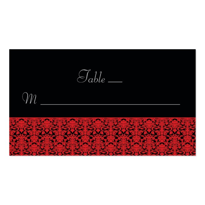 Black and Red Damask Place Cards Business Cards