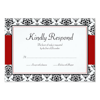 Black and Red Damask Response Card
