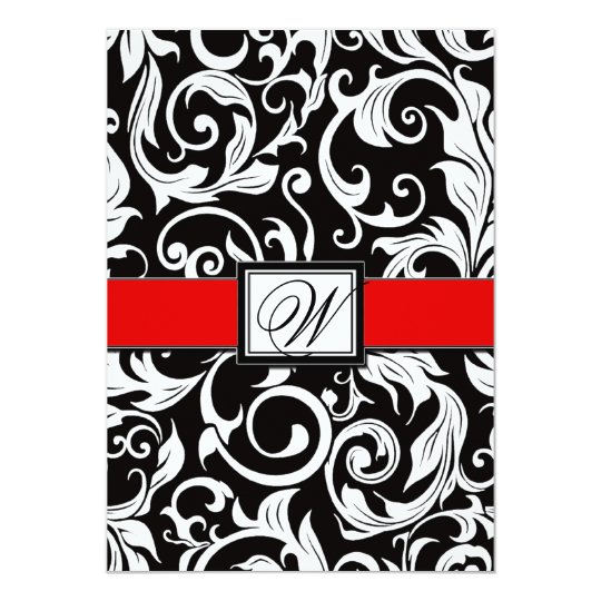 Black and Red Damask Wedding Invitations