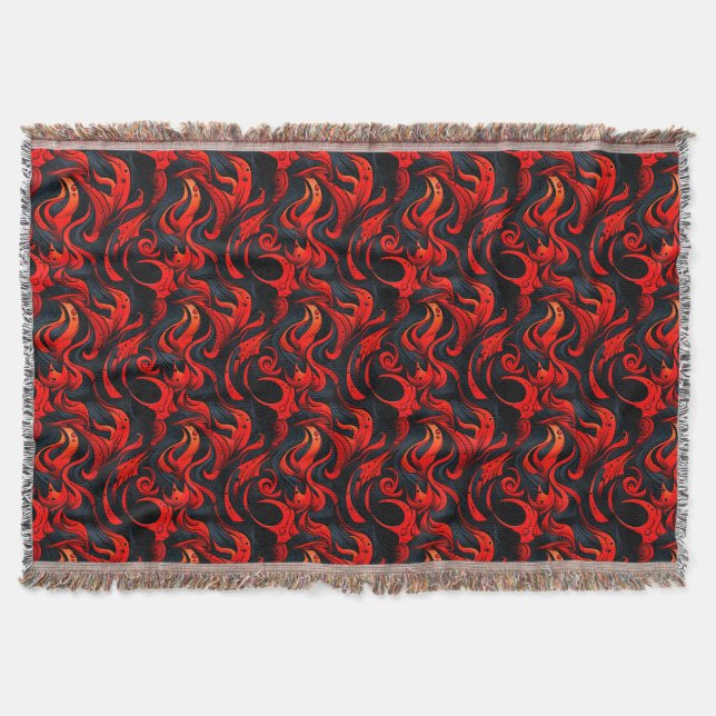 Black and Red Design Throw Blanket (Front)