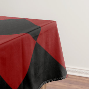 Black and Red Diamond Checker Print Tablecloth