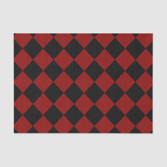 Black and Red Diamond Checker Print Tissue Paper (Front)