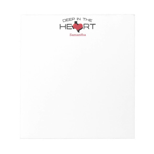 Black and Red Distressed Deep In the Heart Notepad (Front)