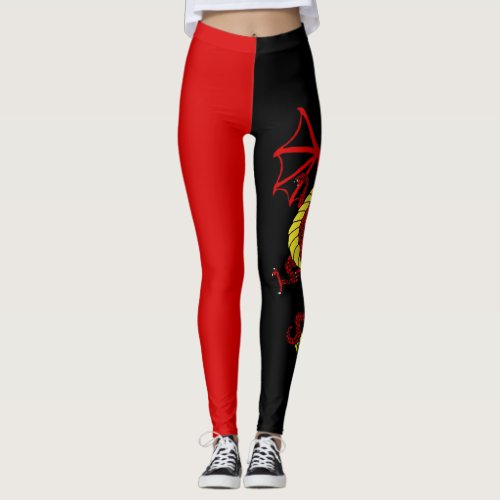 Black and Red Dragon Leggings