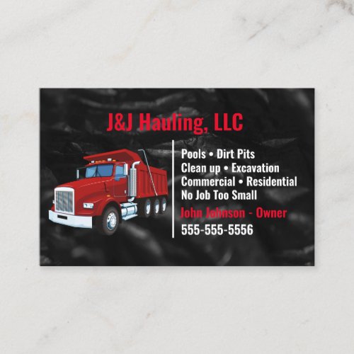 Black and Red Dump Truck Business Card