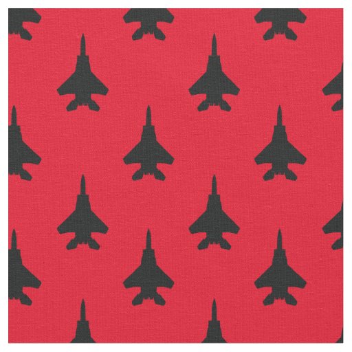 Black and Red Eagle Fighter Jet Pattern Fabric