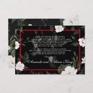 Black and Red Elegant Floral Wedding Thank You