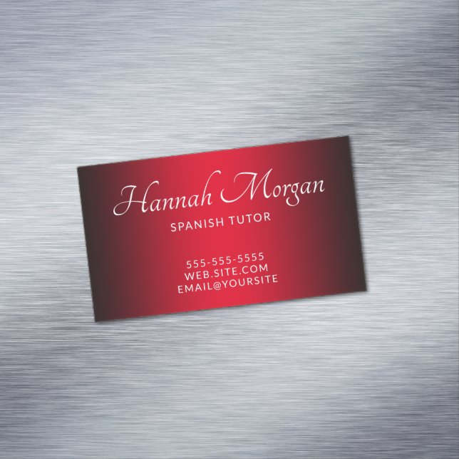 Black and Red Elegant Ombre Business Card Magnet (In Situ)