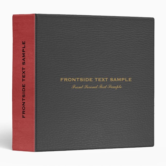 Black And Red Faux Leather Look 3 Ring Binder (Front/Spine)