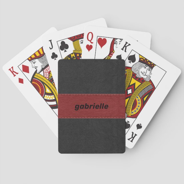 Black and red faux leather poker cards (Back)