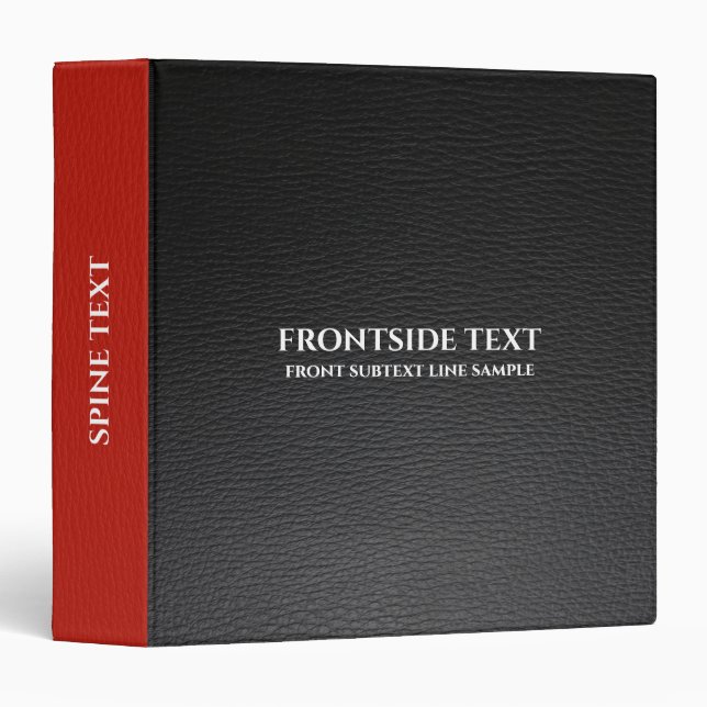 Black and red faux leather texture 3 ring binder (Front/Spine)