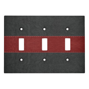 Black and red faux leather texture light switch cover