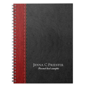 Black And Red Faux Leather Texture Notebook