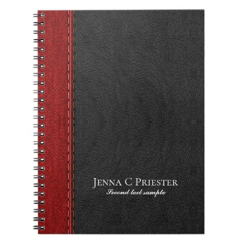 Black And Red Faux Leather Texture Notebook