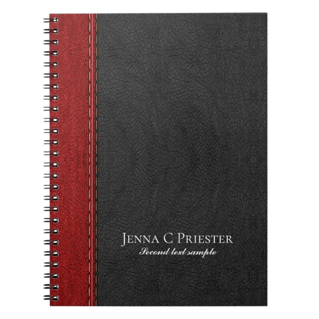 Black And Red Faux Leather Texture Notebook (Front)
