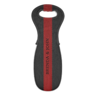 Black and red faux leather texture wine bag