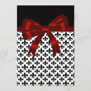 Black and Red Fleur De Lis Wedding Invitation