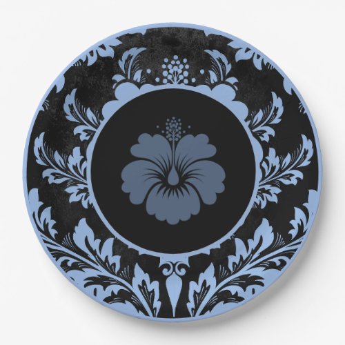 Black and red floral formal wedding paper plate