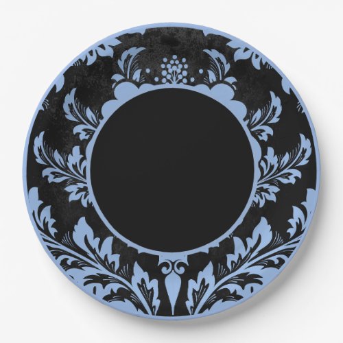 Black and red floral formal wedding paper plate