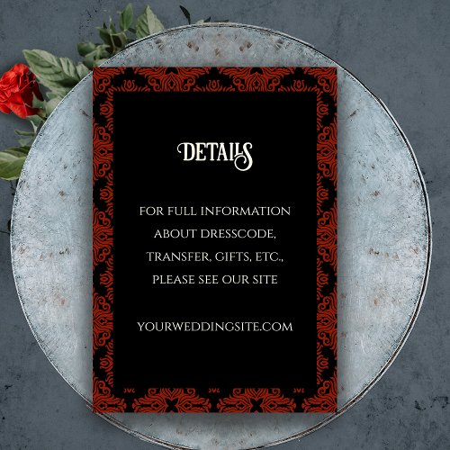 Black and Red Floral Gothic Dark Elegant Wedding Enclosure Card
