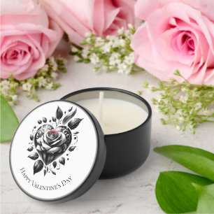 Black and Red Floral Heart Valentine's Day Mini Candle Favors