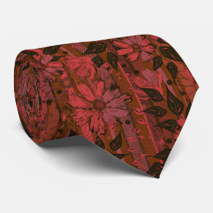 Black and red floral pattern. neck tie