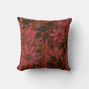Black and red floral pattern. throw pillow