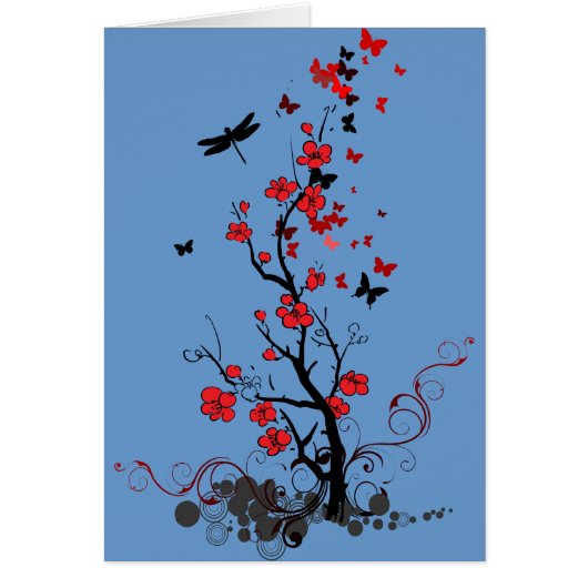 Black and Red Flowers Cards (Front)
