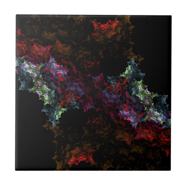 Black and red fractals tile (Front)
