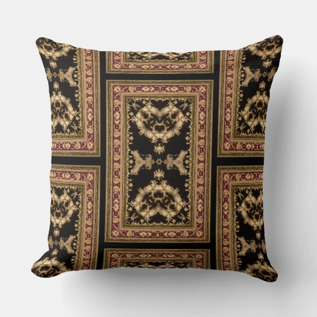 Black and Red Framed Medallion Pillow (Front)