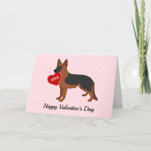 Black and Red German Shepherd Valentine's Day Holiday Card
