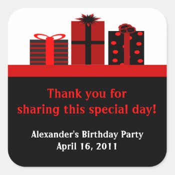 Black And Red Gifts Birthday Party Favor Labels by csinvitations at Zazzle