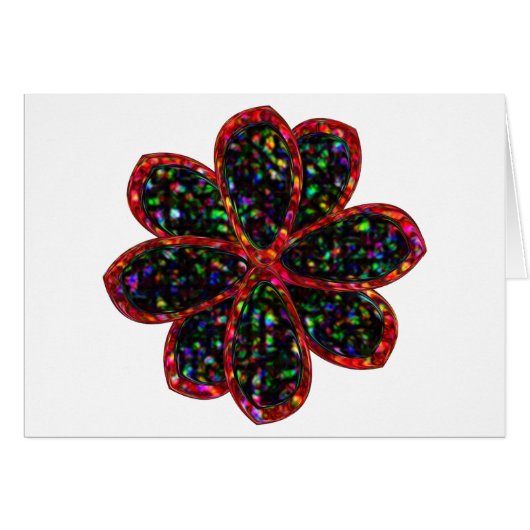 Black and Red Glitter Flower Card (Front Horizontal)