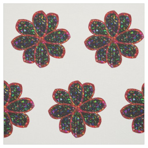 Black and Red Glitter Flower Craft Fabric