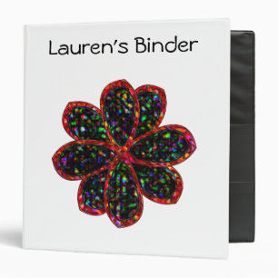 Black and Red Glitter Flower Custom Binder