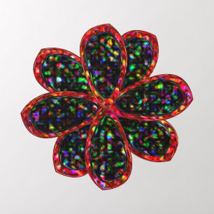 Black and Red Glitter Flower Shaped Wall Decal