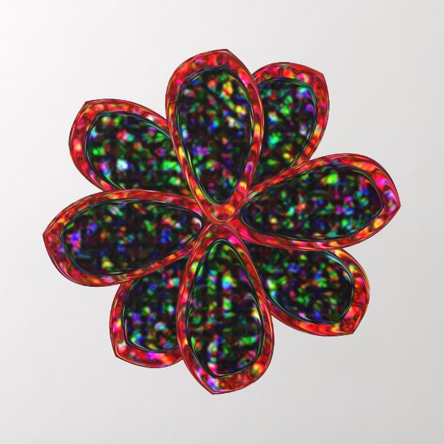 Black and Red Glitter Flower Shaped Wall Decal (Insitu 2)