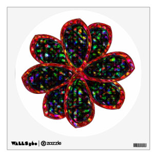 Black and Red Glitter Flower Wall Decal